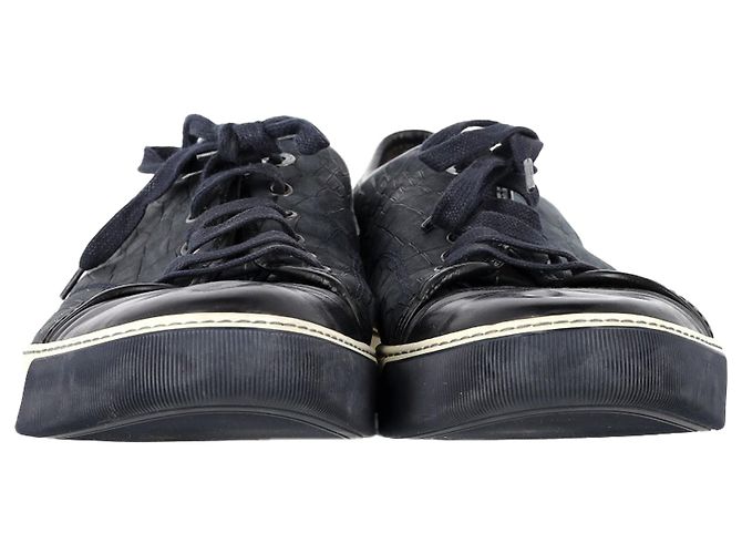 Sneakers Lanvin DBB1 in pelle blu navy con stampa coccodrillo - vista 2