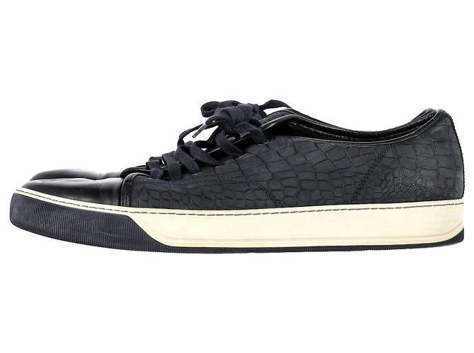 Sneakers Lanvin DBB1 in pelle blu navy con stampa coccodrillo - vista 4