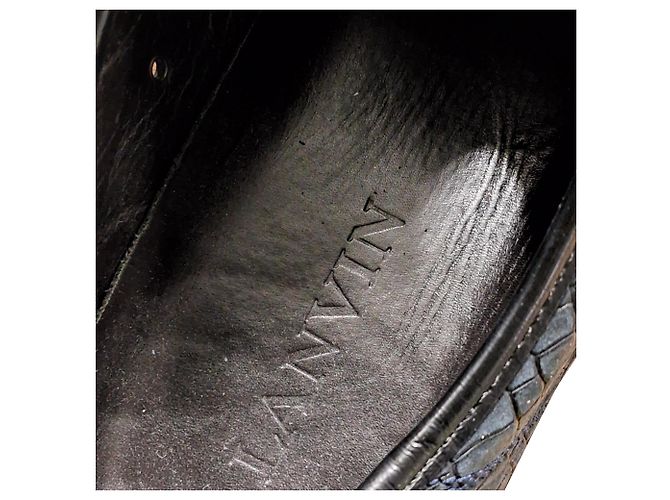 Sneakers Lanvin DBB1 in pelle blu navy con stampa coccodrillo - vista 7