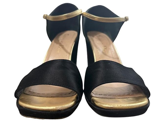 Sandali in satin e camoscio Christian Dior Nero - vista 2