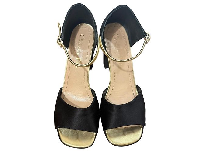 Sandali in satin e camoscio Christian Dior Nero - vista 3