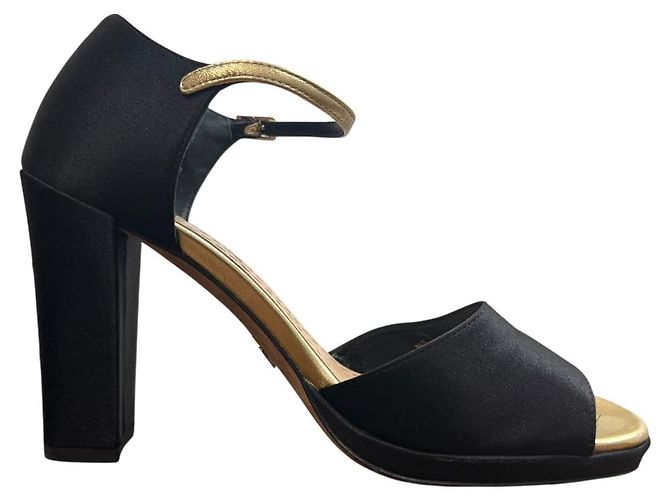 Sandali in satin e camoscio Christian Dior Nero - vista 4