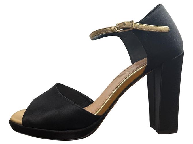 Sandali in satin e camoscio Christian Dior Nero - vista 5