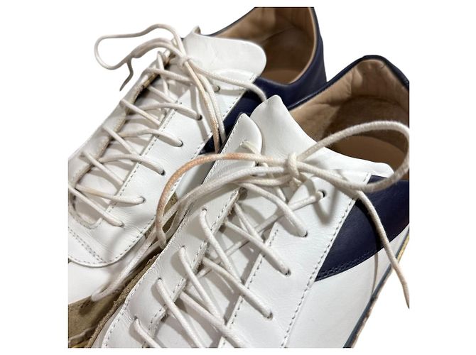 Jil Sander Deutsche Low-Cut Sneakers Weiß Marineblau - Ansicht 11