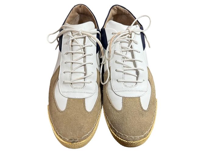 Jil Sander Deutsche Low-Cut Sneakers Weiß Marineblau - Ansicht 3