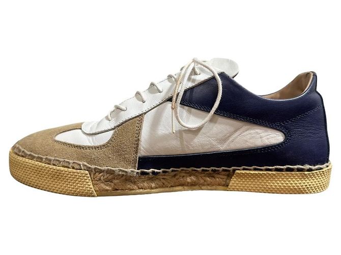 Jil Sander Deutsche Low-Cut Sneakers Weiß Marineblau - Ansicht 4