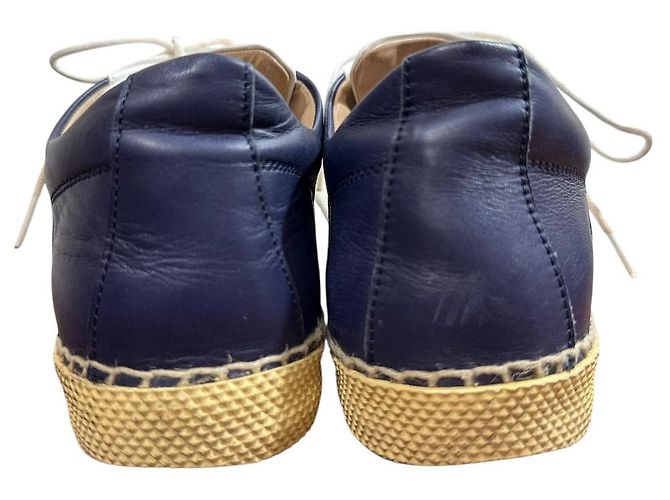 Jil Sander Deutsche Low-Cut Sneakers Weiß Marineblau - Ansicht 6