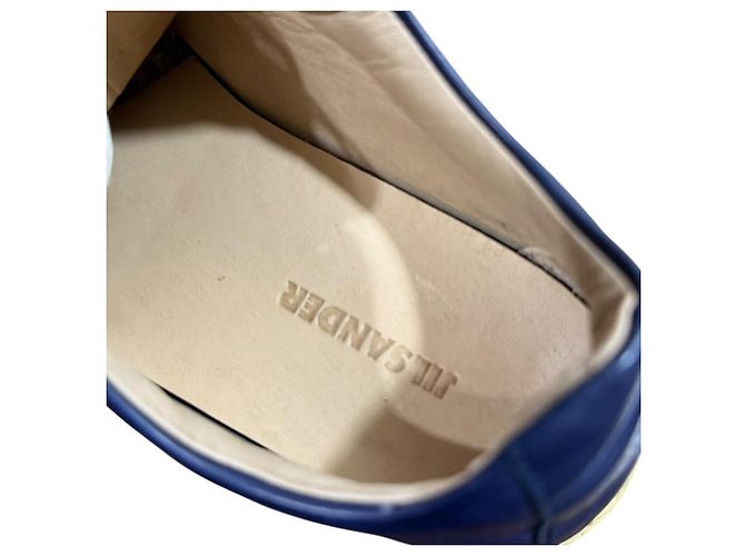 Jil Sander Deutsche Low-Cut Sneakers Weiß Marineblau - Ansicht 8