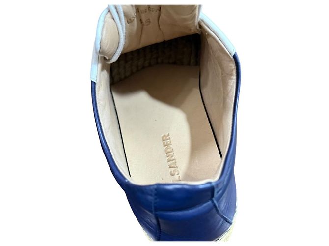 Jil Sander Deutsche Low-Cut Sneakers Weiß Marineblau - Ansicht 9