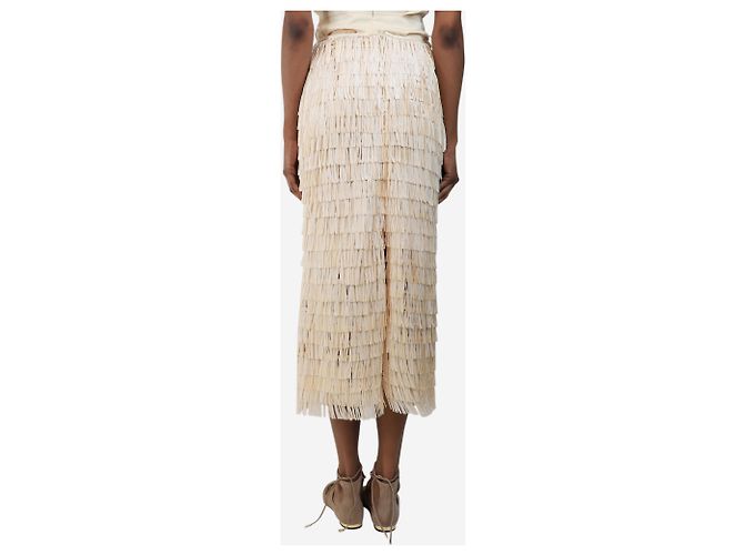Manning Cartell Falda midi crema con flecos - talla UK 6 Crudo - vista 3