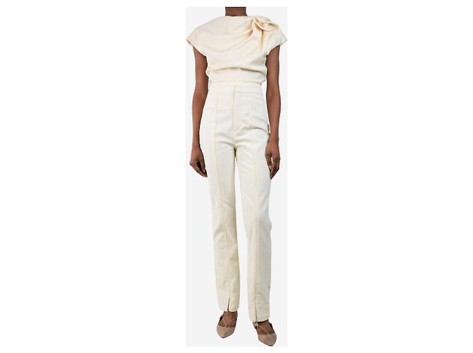Rotate Pantalones de pana rectos crema - talla UK 6 Crudo - vista 2