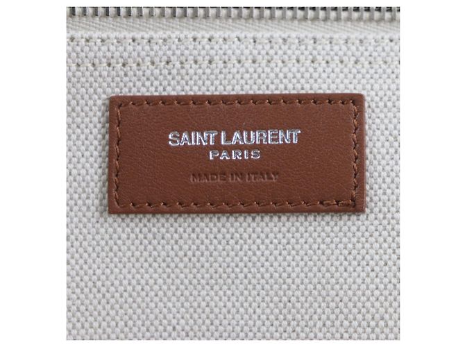 Borsa shopping Maxi 2 in 1 SAINT LAURENT Rive Gauche Marrone Beige - vista 13