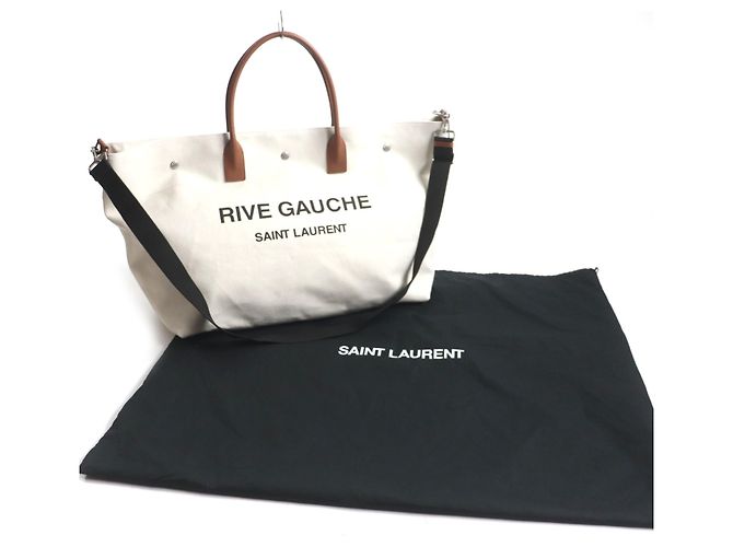 Borsa shopping Maxi 2 in 1 SAINT LAURENT Rive Gauche Marrone Beige - vista 2
