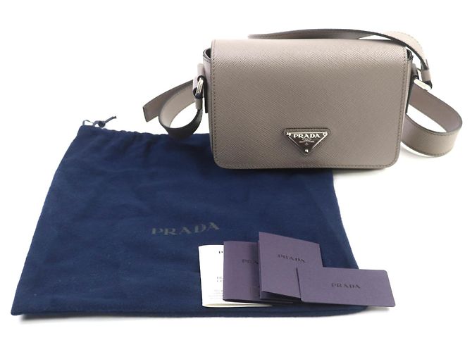 Borsa a Spalla Prada in Pelle Saffiano Argilla Beige - vista 2