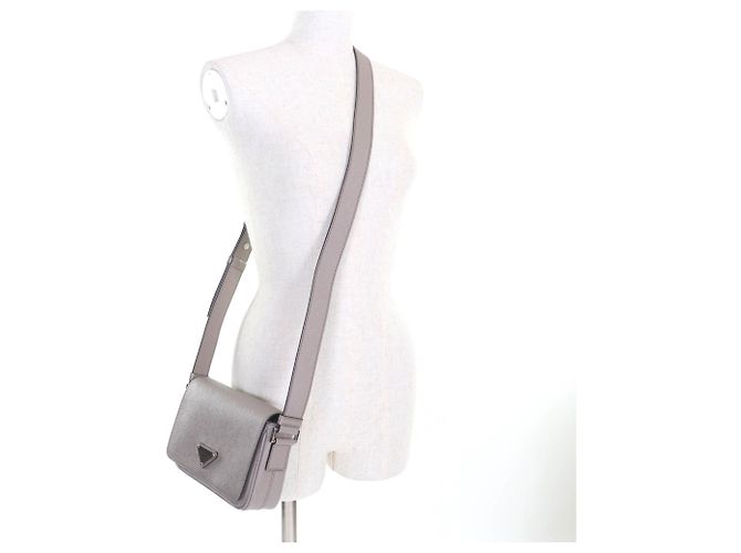Borsa a Spalla Prada in Pelle Saffiano Argilla Beige - vista 6