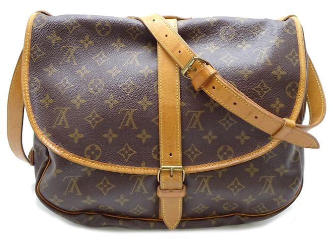 Borsa a Spalla Saumur GM Donna Louis Vuitton Marrone Monogramma - vista 2