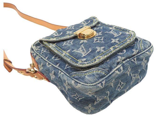 Borsa a tracolla in denim Louis Vuitton Blu - vista 3