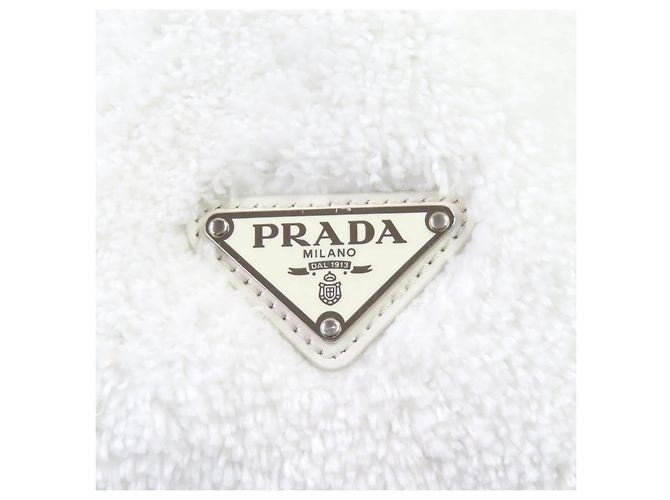 Tote Prada Spugna 1BG130 Weiche Handtasche Schwarz Weiß - Ansicht 10
