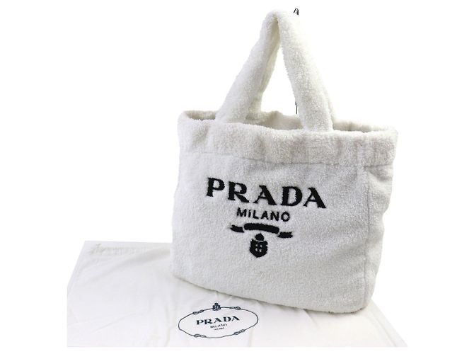 Tote Prada Spugna 1BG130 Weiche Handtasche Schwarz Weiß - Ansicht 2