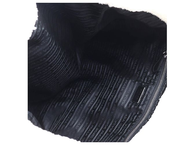 Tote Prada Spugna 1BG130 Weiche Handtasche Schwarz Weiß - Ansicht 8