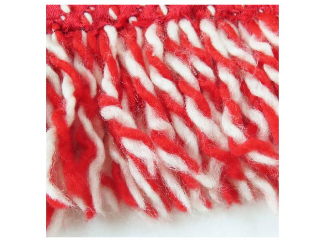 Sciarpa in lana-seta lavorata a maglia rossa e bianca Louis Vuitton Bianco Rosso - vista 7
