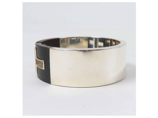 Tiffany & Co. Bracciale ritagliato Tiffany T in argento e nero - vista 2