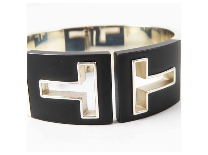 Tiffany & Co. Bracciale ritagliato Tiffany T in argento e nero - vista 6