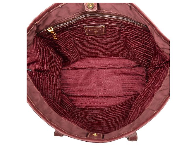 Rote Tessuto Canapa Logo Tote von Prada Bordeaux - Ansicht 4