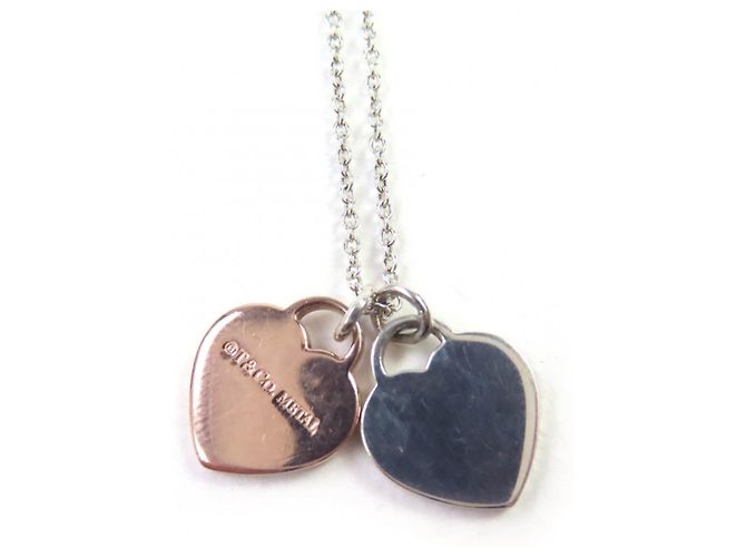 Tiffany & Co Pendente Doppio Cuore Tag Ritorno a Tiffany Argento D'oro - vista 2