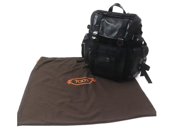 Tod's Medium Fabric and Leather Backpack Black - view 2