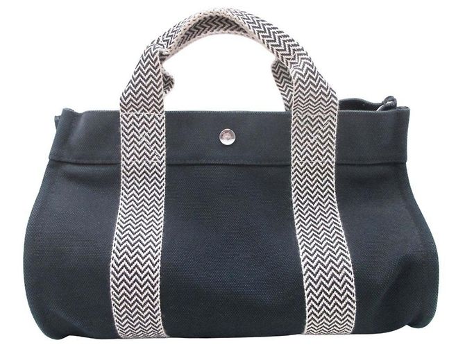 Hermès Bolso tote Hermes Cannes PM Negro Blanco - vista 2