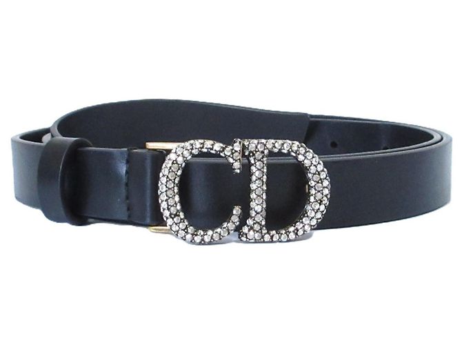 Schmaler Ledergürtel mit CD-Strassschnalle von Christian Dior - Ansicht 2