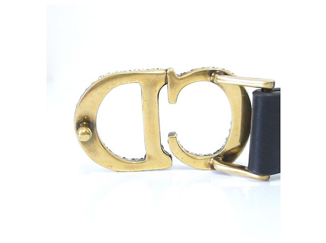 Schmaler Ledergürtel mit CD-Strassschnalle von Christian Dior - Ansicht 8