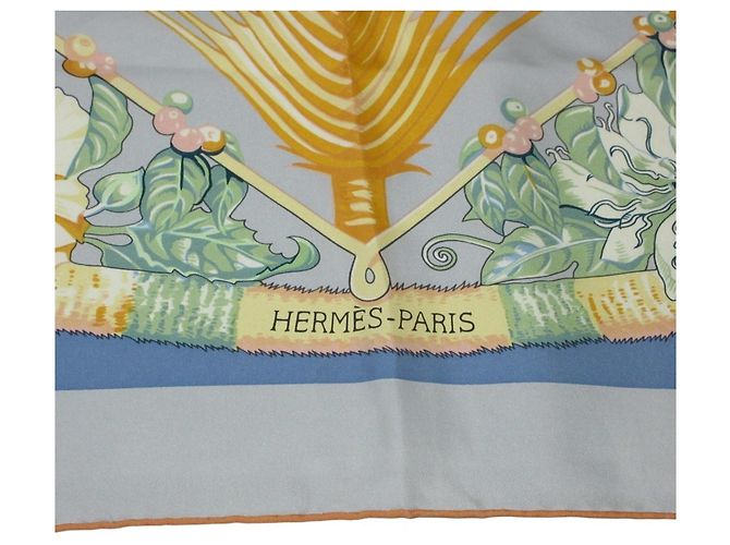 Sciarpa/Stola in Seta Rettangolare Aloha di Hermès Arancione Blu chiaro - vista 2