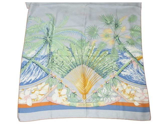 Sciarpa/Stola in Seta Rettangolare Aloha di Hermès Arancione Blu chiaro - vista 5