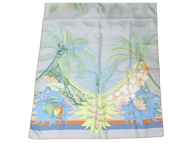 Sciarpa/Stola in Seta Rettangolare Aloha di Hermès Arancione Blu chiaro - vista 6