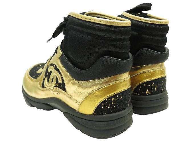NEUE CHANEL G35060 HOHE TRAINER LOGO CC 39 SNEAKERS Schwarz - Ansicht 2