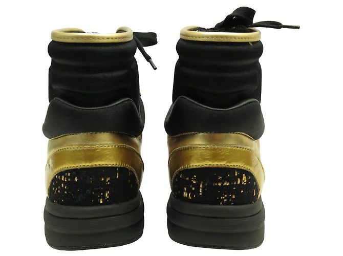 NEUE CHANEL G35060 HOHE TRAINER LOGO CC 39 SNEAKERS Schwarz - Ansicht 3