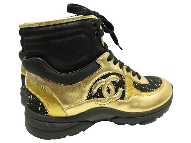 NEUE CHANEL G35060 HOHE TRAINER LOGO CC 39 SNEAKERS Schwarz - Ansicht 4