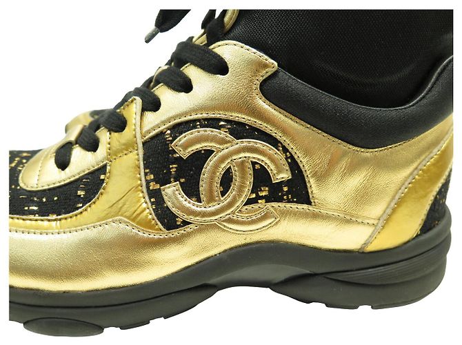 NEUE CHANEL G35060 HOHE TRAINER LOGO CC 39 SNEAKERS Schwarz - Ansicht 7