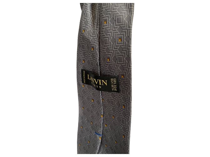 ✨ LANVIN Paris silk tie – Gray & yellow geometric patterns ✨ Grey - view 3