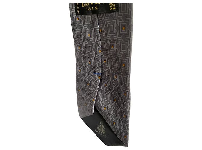 ✨ LANVIN Paris silk tie – Gray & yellow geometric patterns ✨ Grey - view 4