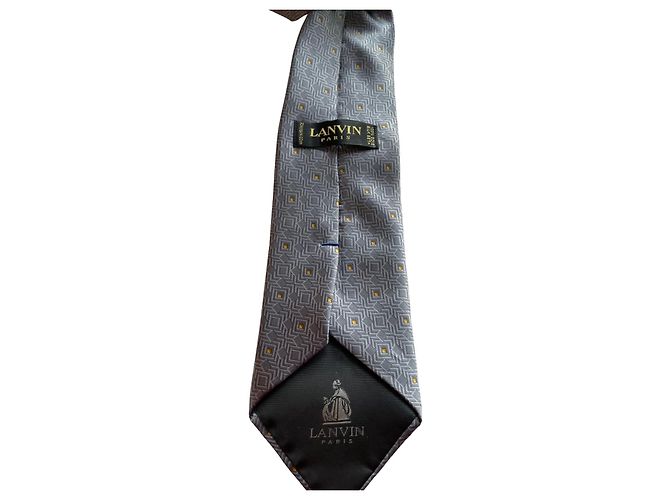 ✨ LANVIN Paris silk tie – Gray & yellow geometric patterns ✨ Grey - view 5