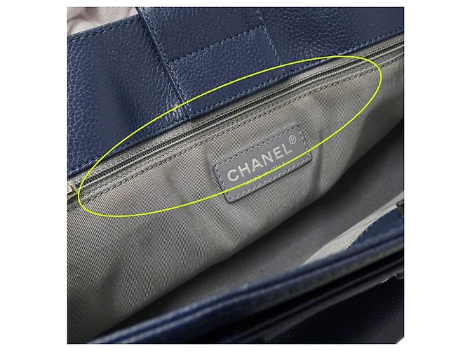 Executive Borsa tote esecutiva da donna Chanel in pelle di vitello blu - vista 15