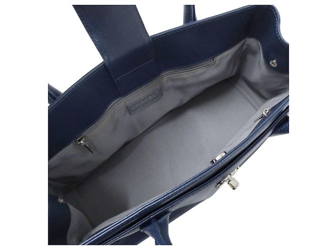 Executive Borsa tote esecutiva da donna Chanel in pelle di vitello blu - vista 9