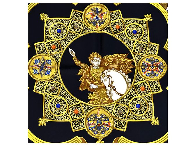 Hermès Hermes Il Trionfo del Paladino Sciarpa di Seta Nero Multicolore - vista 4