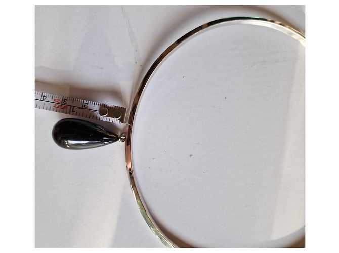 Gucci Pendente vintage a goccia in onice e oro bianco 750/00 Nero Argento - vista 5