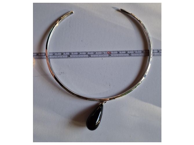 Gucci Pendente vintage a goccia in onice e oro bianco 750/00 Nero Argento - vista 7