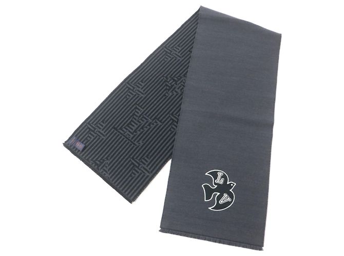 Stola grigia 100% lana Louis Vuitton Marrone - vista 3