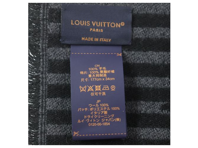 Stola grigia 100% lana Louis Vuitton Marrone - vista 6